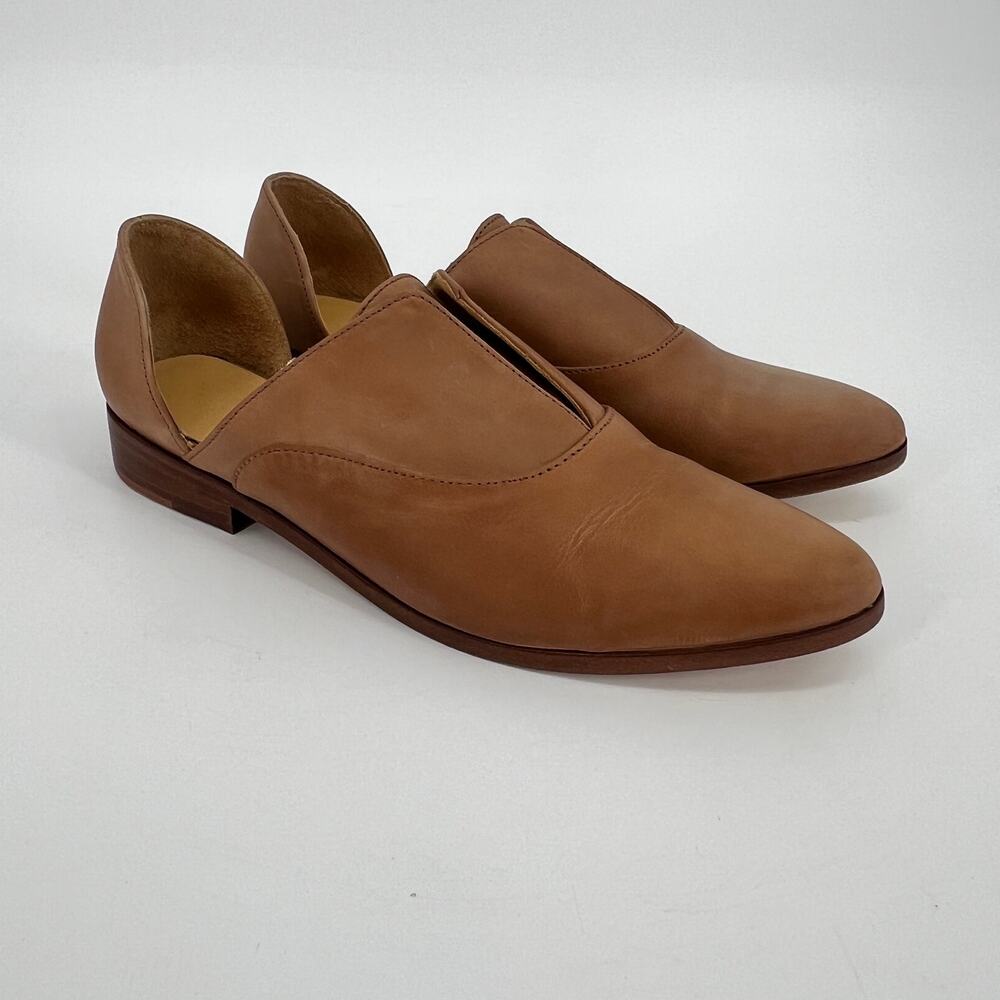 Nisolo Emma d'Orsay Oxford Shoe US size 11 Tan Almond Leather Slip On Flat